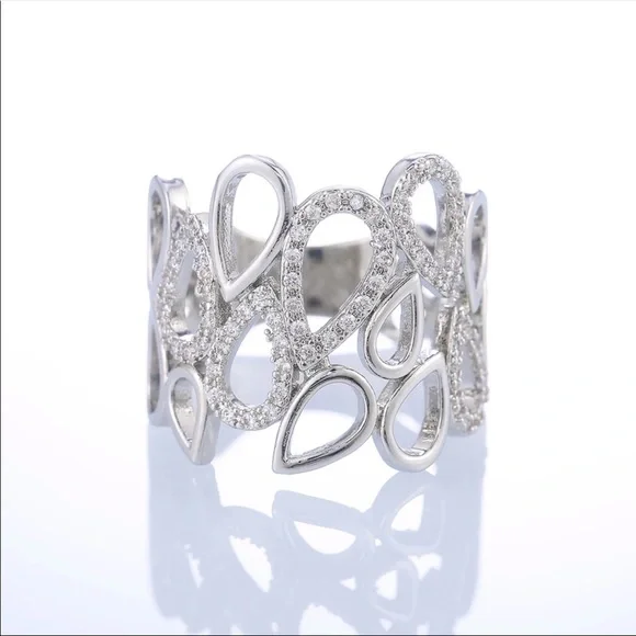 New Women’s 925 Stamped Water Drop Diamond Ring - Picture 6 of 6
